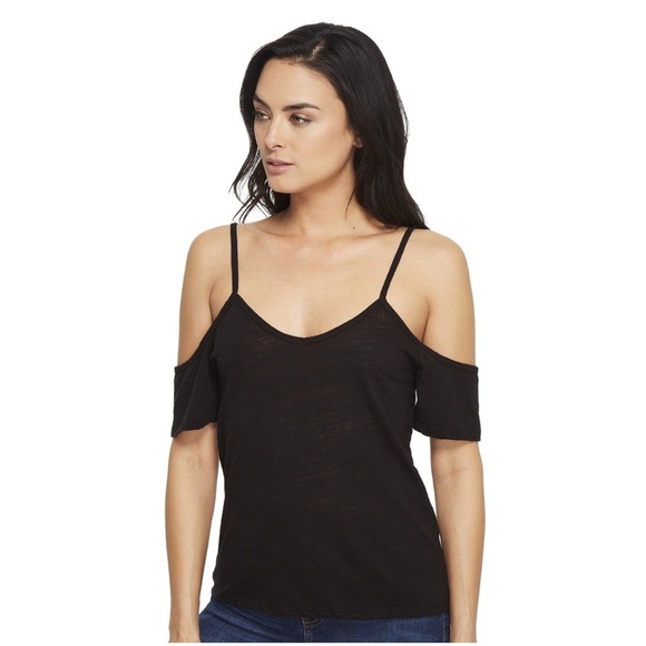 Revolve LNA Off The Shoulder Tee Top T-shirt Short Sleeve Black Size Small - Picture 2 of 9